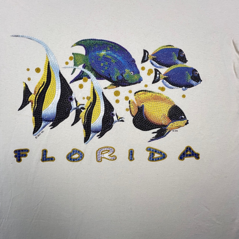 Florida Tropical Fish T-Shirt Mens XXL Delta Single Stitch Mosaic VTG 90s Tee - Picture 4 of 16